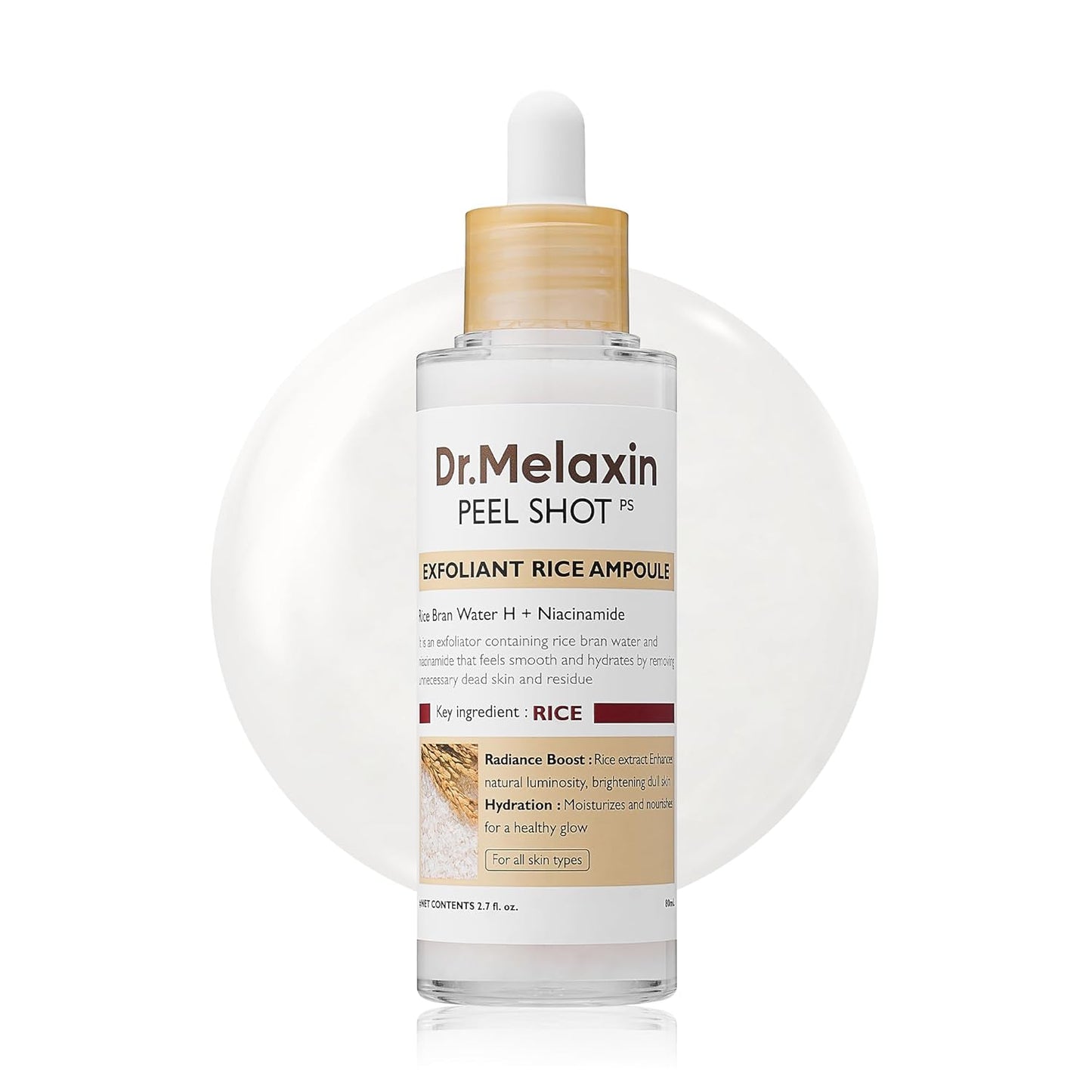 Dr.Melaxin Peel Shot - Glow Rice Peeling Ampoule, Soft Exfoliating Dead Skin Cells Remover